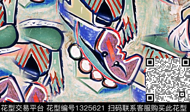 写意大牌风抽象数码印花华亿平台下载（图片编号: 1325621） - 瓦栏（Walan）