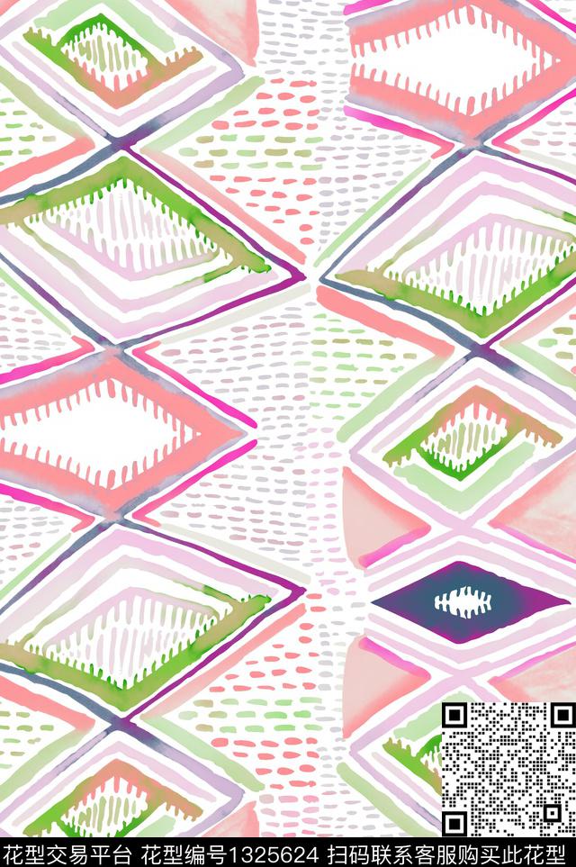 条格几何春夏华亿平台传统印花华亿平台下载（图片编号: 1325624） - 瓦栏（Walan）