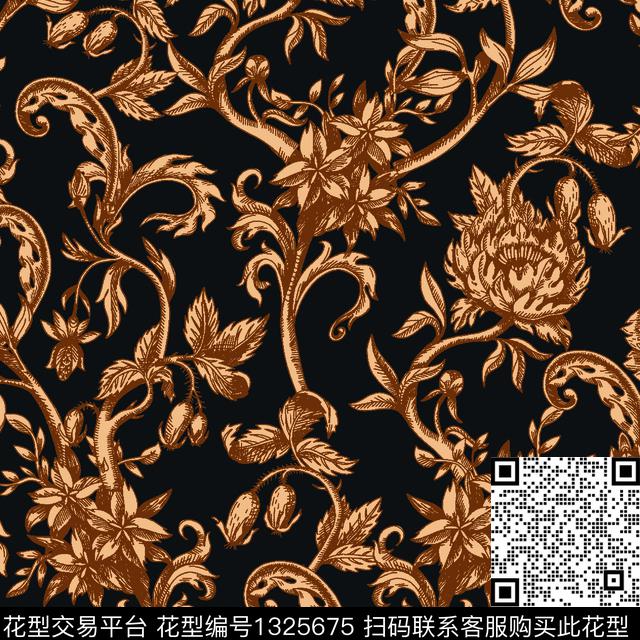 民族风复古宫廷风数码印花华亿平台下载（图片编号: 1325675） - 瓦栏（Walan）