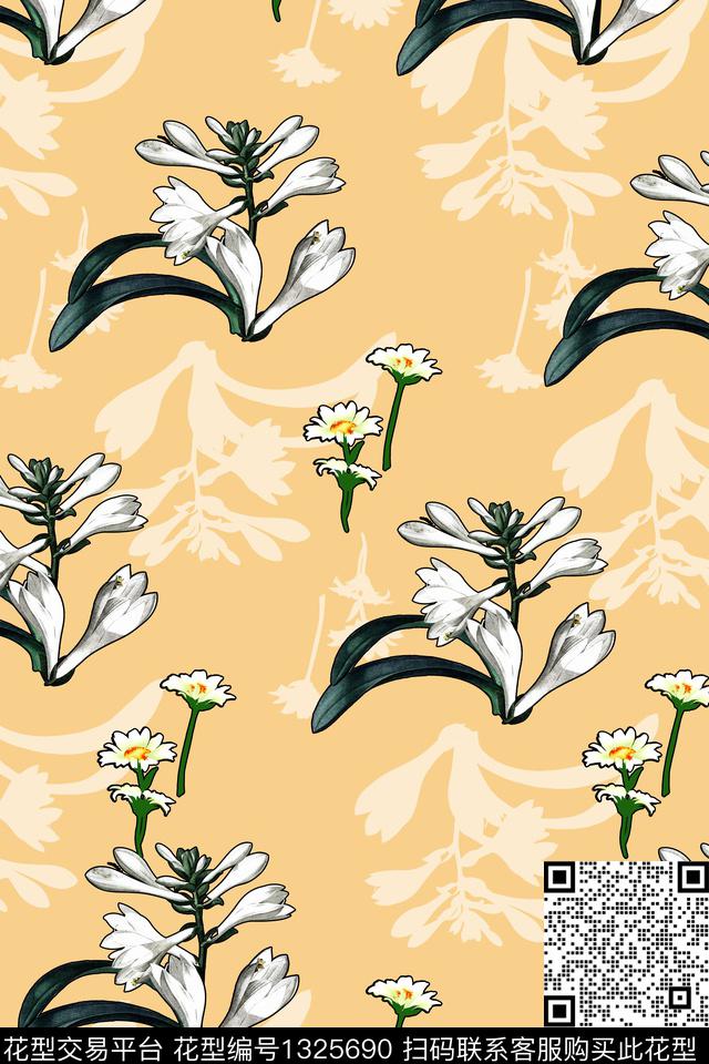 木棉花数码华亿平台满版散花数码印花华亿平台下载（图片编号: 1325690） - 瓦栏（Walan）