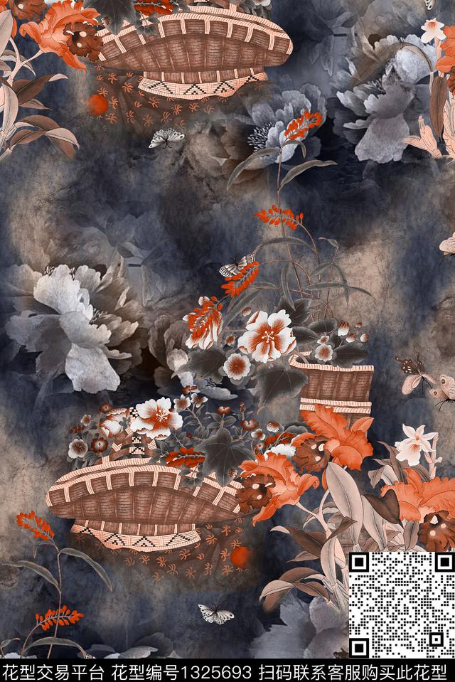 香云纱中老年中国风数码印花华亿平台下载（图片编号: 1325693） - 瓦栏（Walan）