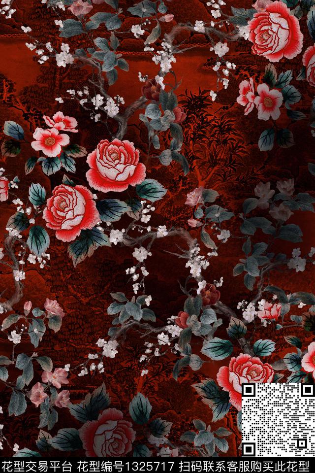 香云纱真丝中国风数码印花华亿平台下载（图片编号: 1325717） - 瓦栏（Walan）