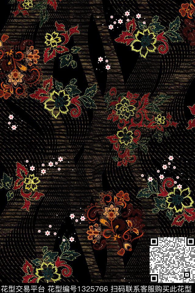 肌理抽象花卉小碎花数码印花华亿平台下载（图片编号: 1325766） - 瓦栏（Walan）