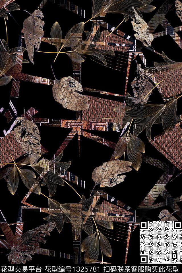 肌理抽象花卉几何数码印花华亿平台下载（图片编号: 1325781） - 瓦栏（Walan）