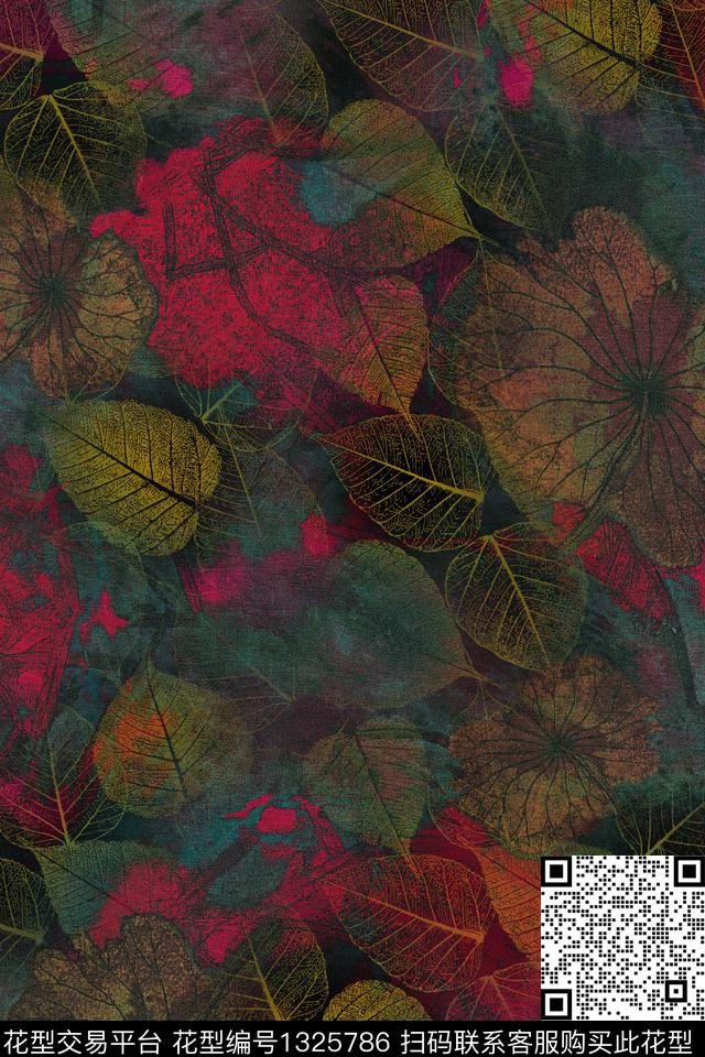 肌理抽象花卉几何数码印花华亿平台下载（图片编号: 1325786） - 瓦栏（Walan）