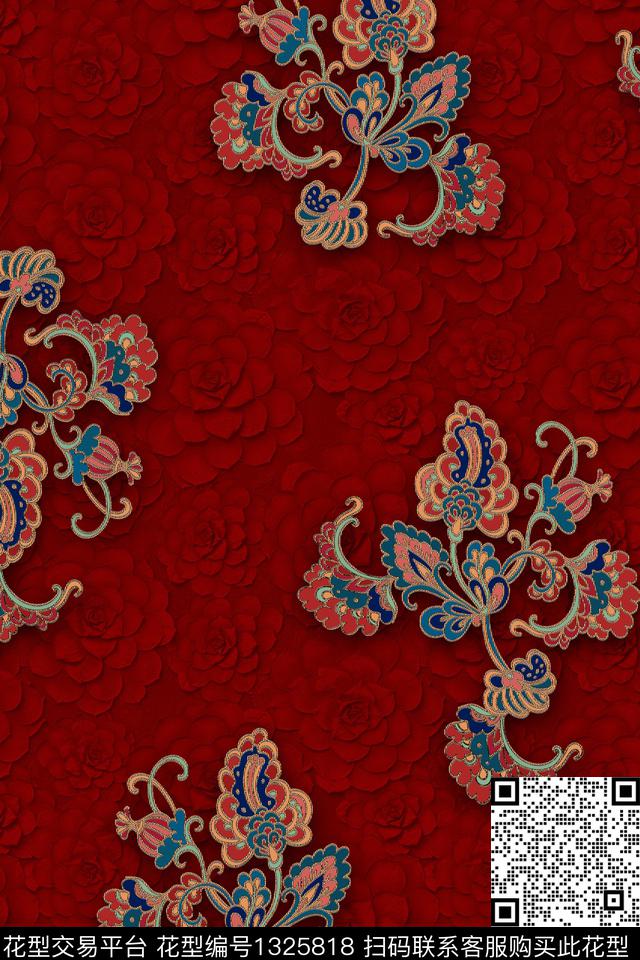 女装花卉中老年数码印花华亿平台下载（图片编号: 1325818） - 瓦栏（Walan）