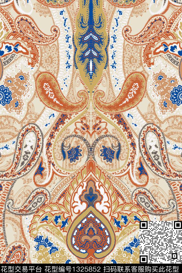 佩斯利复古纹样古典纹样数码印花华亿平台下载（图片编号: 1325852） - 瓦栏（Walan）