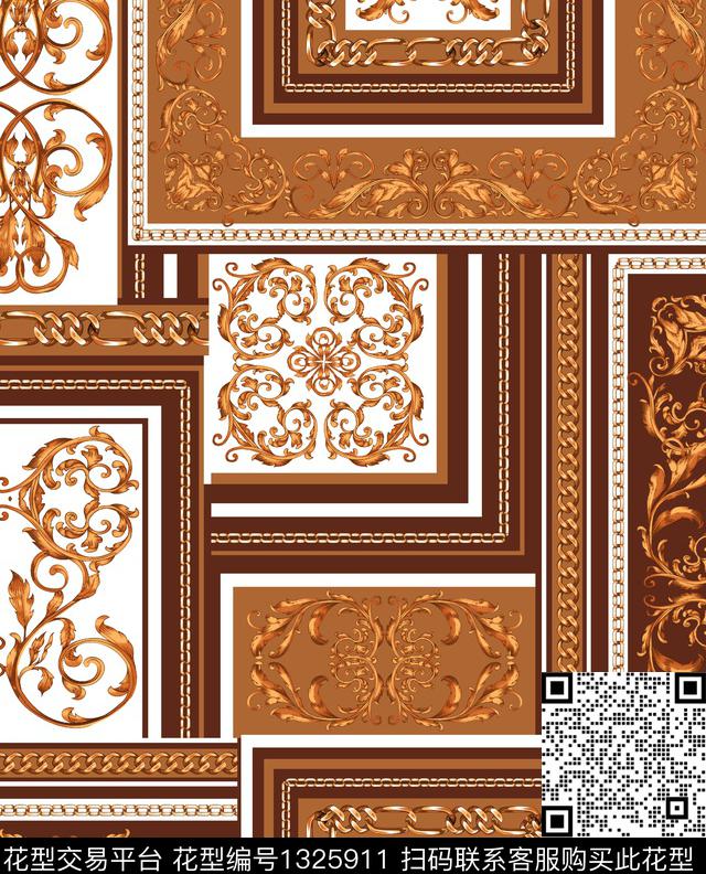 宫廷风抽象男装大牌风传统印花华亿平台下载（图片编号: 1325911） - 瓦栏（Walan）