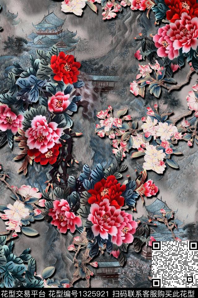 香云纱真丝牡丹数码印花华亿平台下载（图片编号: 1325921） - 瓦栏（Walan）