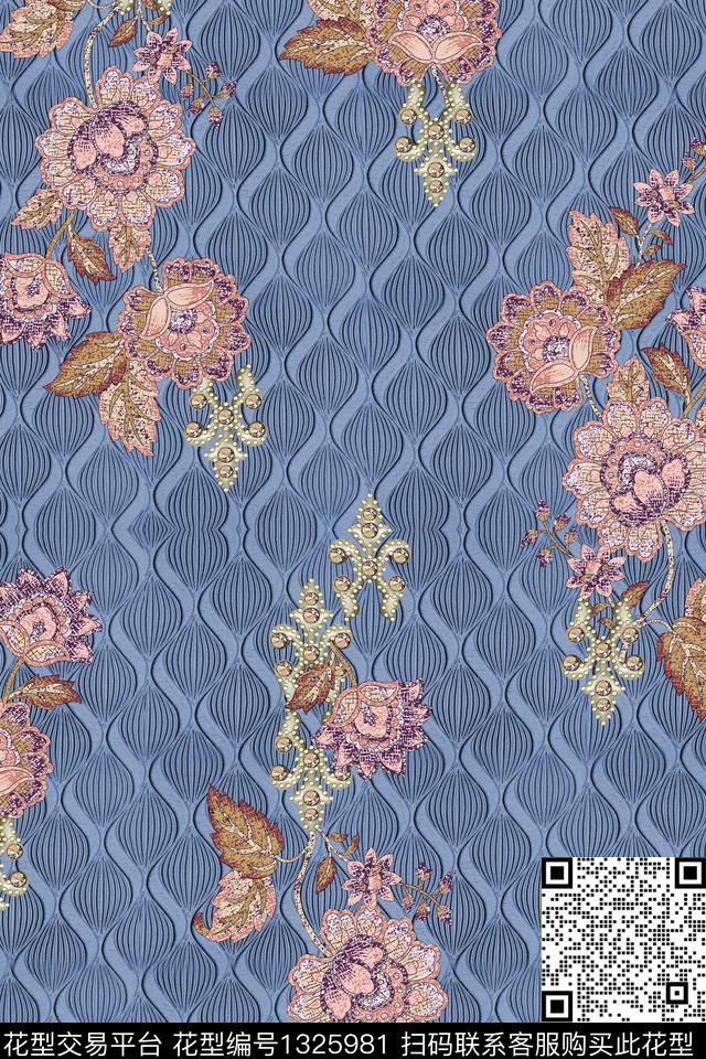 肌理布纹传统纹样数码印花华亿平台下载（图片编号: 1325981） - 瓦栏（Walan）