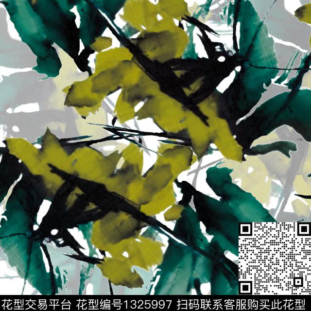 绿植树叶彩底花卉大牌风数码印花华亿平台下载（图片编号: 1325997） - 瓦栏（Walan）