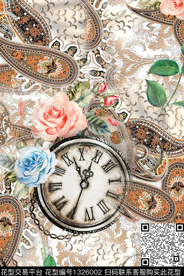 佩斯利大牌风彩底花卉数码印花华亿平台下载（图片编号: 1326002） - 瓦栏（Walan）