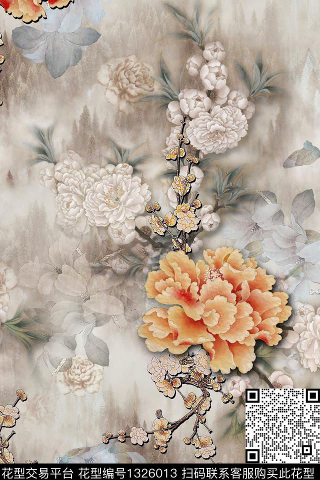 香云纱旗袍中国风数码印花华亿平台下载（图片编号: 1326013） - 瓦栏（Walan）