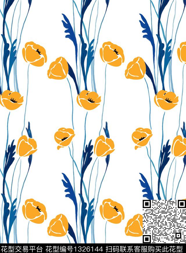 几何花卉连衣裙抽象花卉数码印花华亿平台下载（图片编号: 1326144） - 瓦栏（Walan）