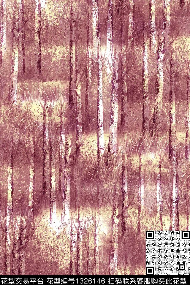 肌理树枝香云纱数码印花华亿平台下载（图片编号: 1326146） - 瓦栏（Walan）