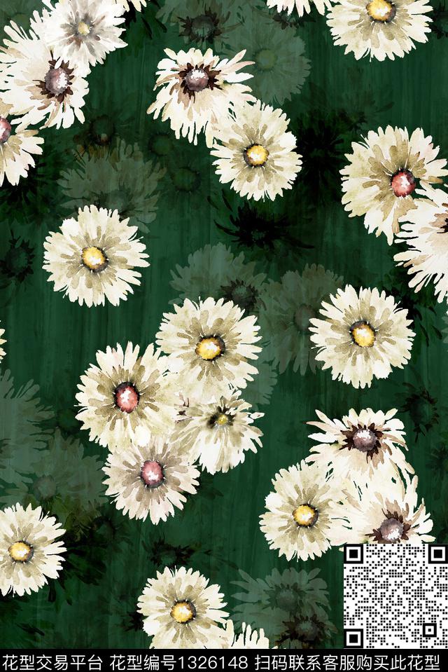 大牌风小碎花手绘花卉数码印花华亿平台下载（图片编号: 1326148） - 瓦栏（Walan）