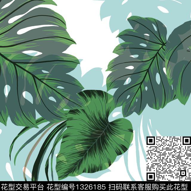 绿植树叶彩底花卉大牌风数码印花华亿平台下载（图片编号: 1326185） - 瓦栏（Walan）