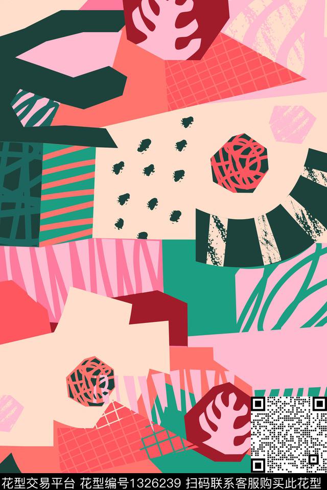 衬衫抽象拼块连衣裙传统印花华亿平台下载（图片编号: 1326239） - 瓦栏（Walan）