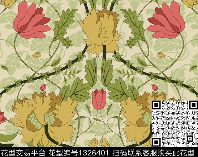 床品植物印花传统印花华亿平台下载（图片编号: 1326401） - 瓦栏（Walan）