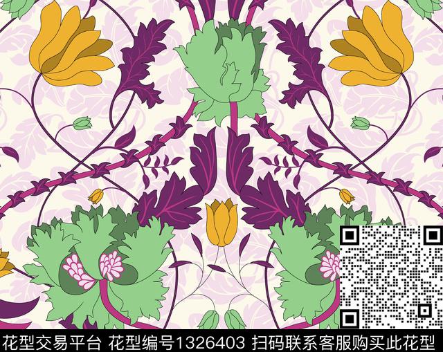 床品植物印花传统印花华亿平台下载（图片编号: 1326403） - 瓦栏（Walan）
