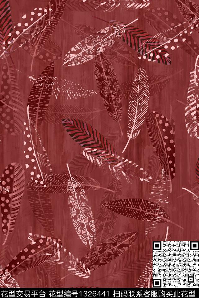 羽毛肌理大牌风数码印花华亿平台下载（图片编号: 1326441） - 瓦栏（Walan）