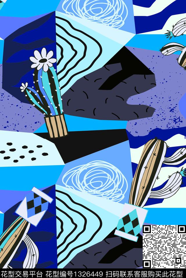 抽象花卉衬衫仙人掌传统印花华亿平台下载（图片编号: 1326449） - 瓦栏（Walan）