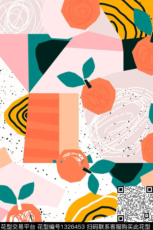 水果连衣裙几何传统印花华亿平台下载（图片编号: 1326453） - 瓦栏（Walan）