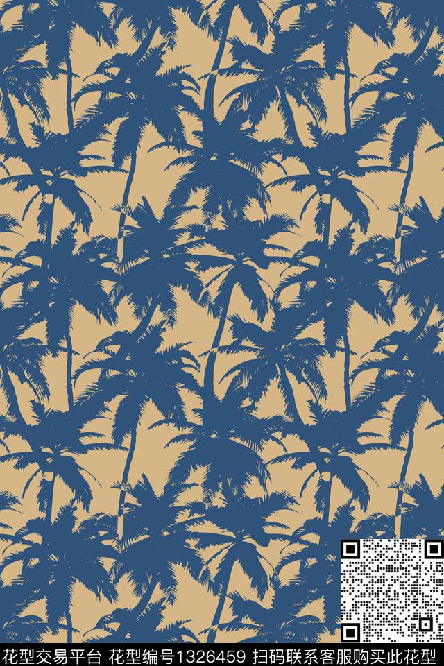 绿植树叶大牌风热带华亿平台数码印花华亿平台下载（图片编号: 1326459） - 瓦栏（Walan）