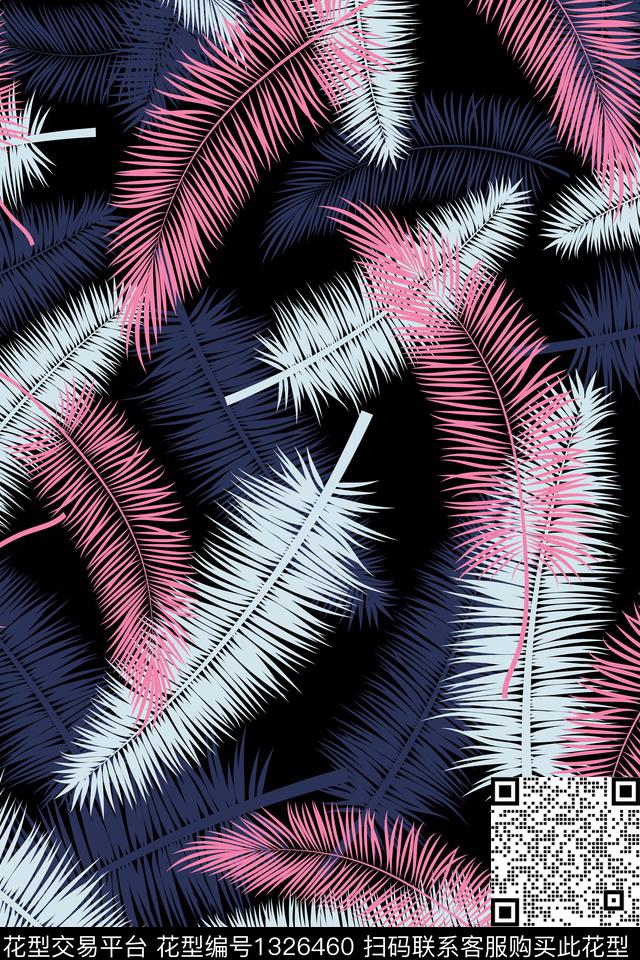 绿植树叶大牌风热带华亿平台数码印花华亿平台下载（图片编号: 1326460） - 瓦栏（Walan）