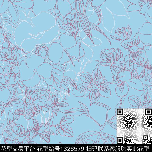 花卉满版散花小碎花传统印花华亿平台下载（图片编号: 1326579） - 瓦栏（Walan）