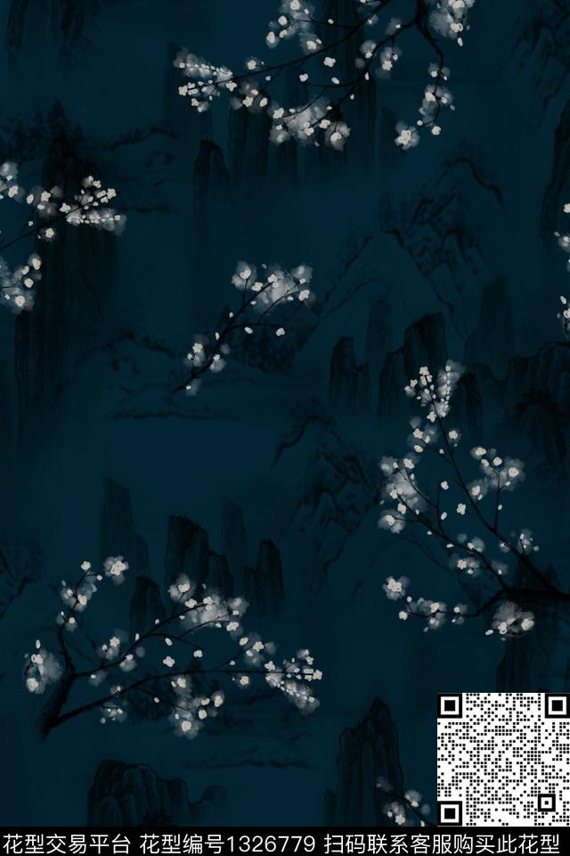 花卉中国风中老年数码印花华亿平台下载（图片编号: 1326779） - 瓦栏（Walan）