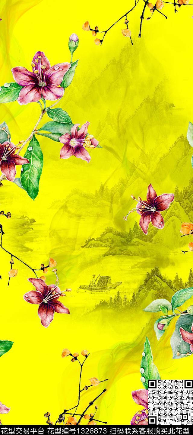 香云纱旗袍中国风数码印花华亿平台下载（图片编号: 1326873） - 瓦栏（Walan）