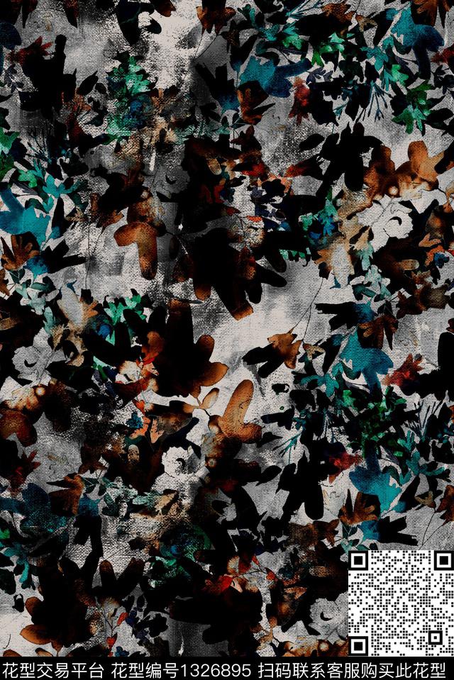 肌理大牌风抽象数码印花华亿平台下载（图片编号: 1326895） - 瓦栏（Walan）