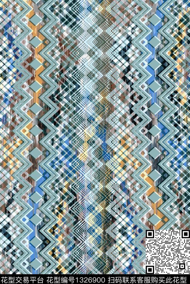 波西米亚大牌风抽象数码印花华亿平台下载（图片编号: 1326900） - 瓦栏（Walan）