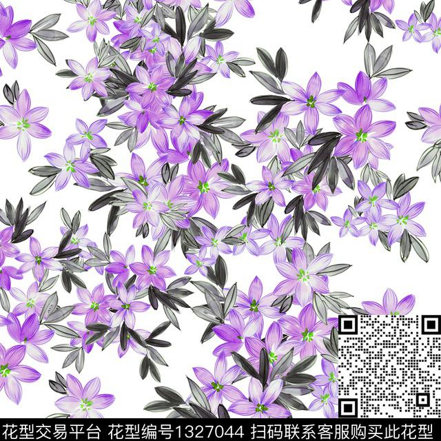 彩底花卉大牌风素雅数码印花华亿平台下载（图片编号: 1327044） - 瓦栏（Walan）