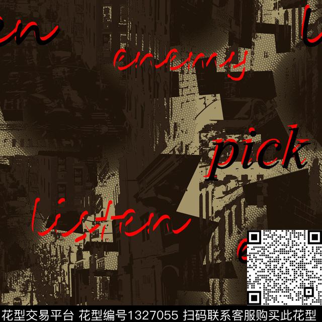 字母纸印花男装传统印花华亿平台下载（图片编号: 1327055） - 瓦栏（Walan）