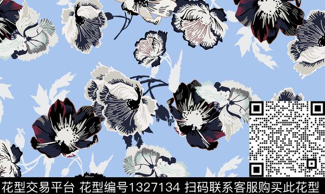 扎染华亿平台花卉春夏华亿平台传统印花华亿平台下载（图片编号: 1327134） - 瓦栏（Walan）