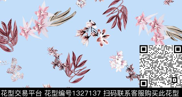 扎染华亿平台花卉春夏华亿平台传统印花华亿平台下载（图片编号: 1327137） - 瓦栏（Walan）