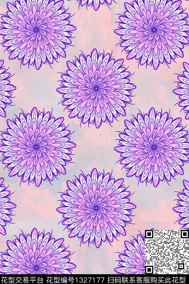 水彩花卉手绘数码印花华亿平台下载（图片编号: 1327177） - 瓦栏（Walan）