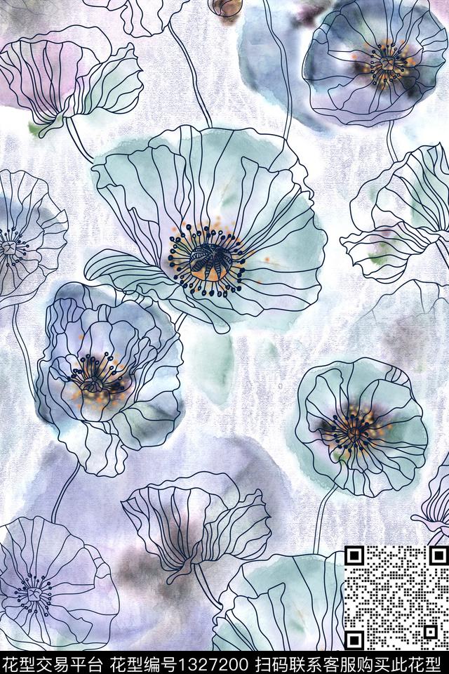 肌理香云纱大牌风数码印花华亿平台下载（图片编号: 1327200） - 瓦栏（Walan）