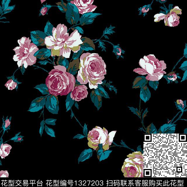 肌理花卉大牌风数码印花华亿平台下载（图片编号: 1327203） - 瓦栏（Walan）