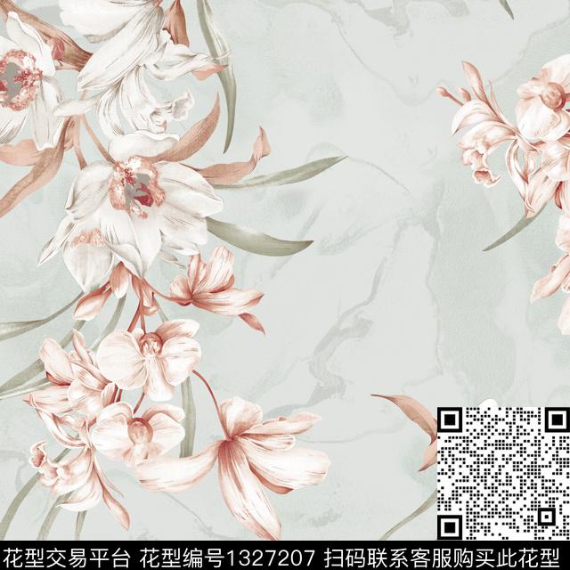 肌理花卉香云纱数码印花华亿平台下载（图片编号: 1327207） - 瓦栏（Walan）