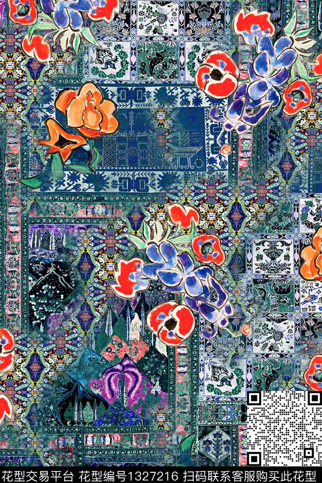 香云纱真丝中老年数码印花华亿平台下载（图片编号: 1327216） - 瓦栏（Walan）