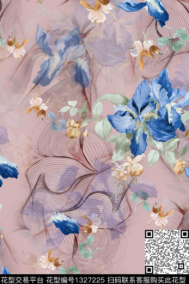 肌理花卉香云纱数码印花华亿平台下载（图片编号: 1327225） - 瓦栏（Walan）