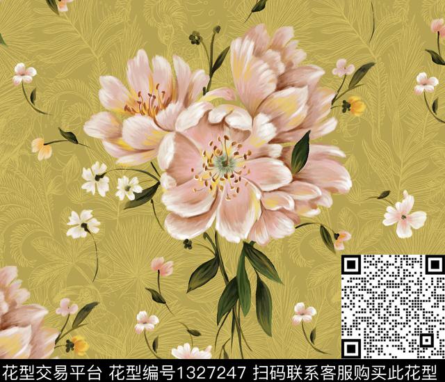 纸印花床品花卉数码印花华亿平台下载（图片编号: 1327247） - 瓦栏（Walan）