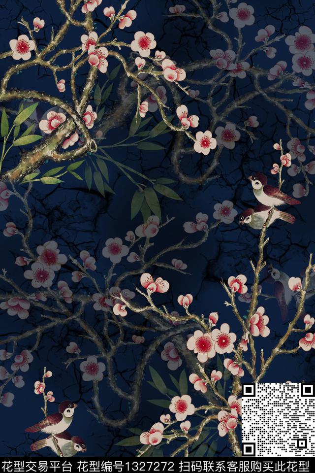 中国风中老年花卉数码印花华亿平台下载（图片编号: 1327272） - 瓦栏（Walan）