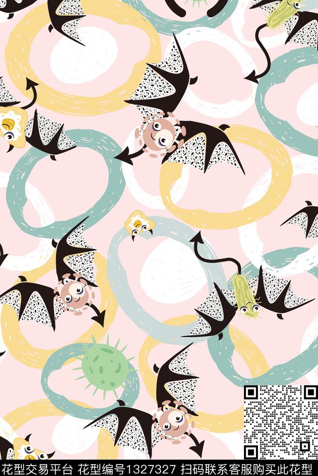 连衣裙蝙蝠抽象传统印花华亿平台下载（图片编号: 1327327） - 瓦栏（Walan）