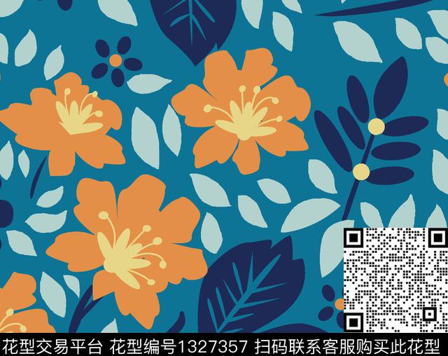 趋势华亿平台花卉小清新传统印花华亿平台下载（图片编号: 1327357） - 瓦栏（Walan）