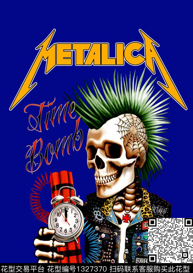 时尚字母组合炸弹时钟手绘酷炫骷髅人物数码印花华亿平台下载（图片编号: 1327370） - 瓦栏（Walan）