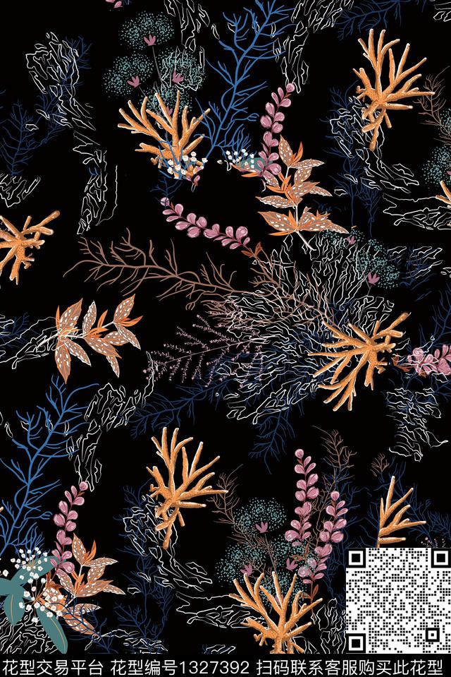 大牌风水彩花卉数码印花华亿平台下载（图片编号: 1327392） - 瓦栏（Walan）